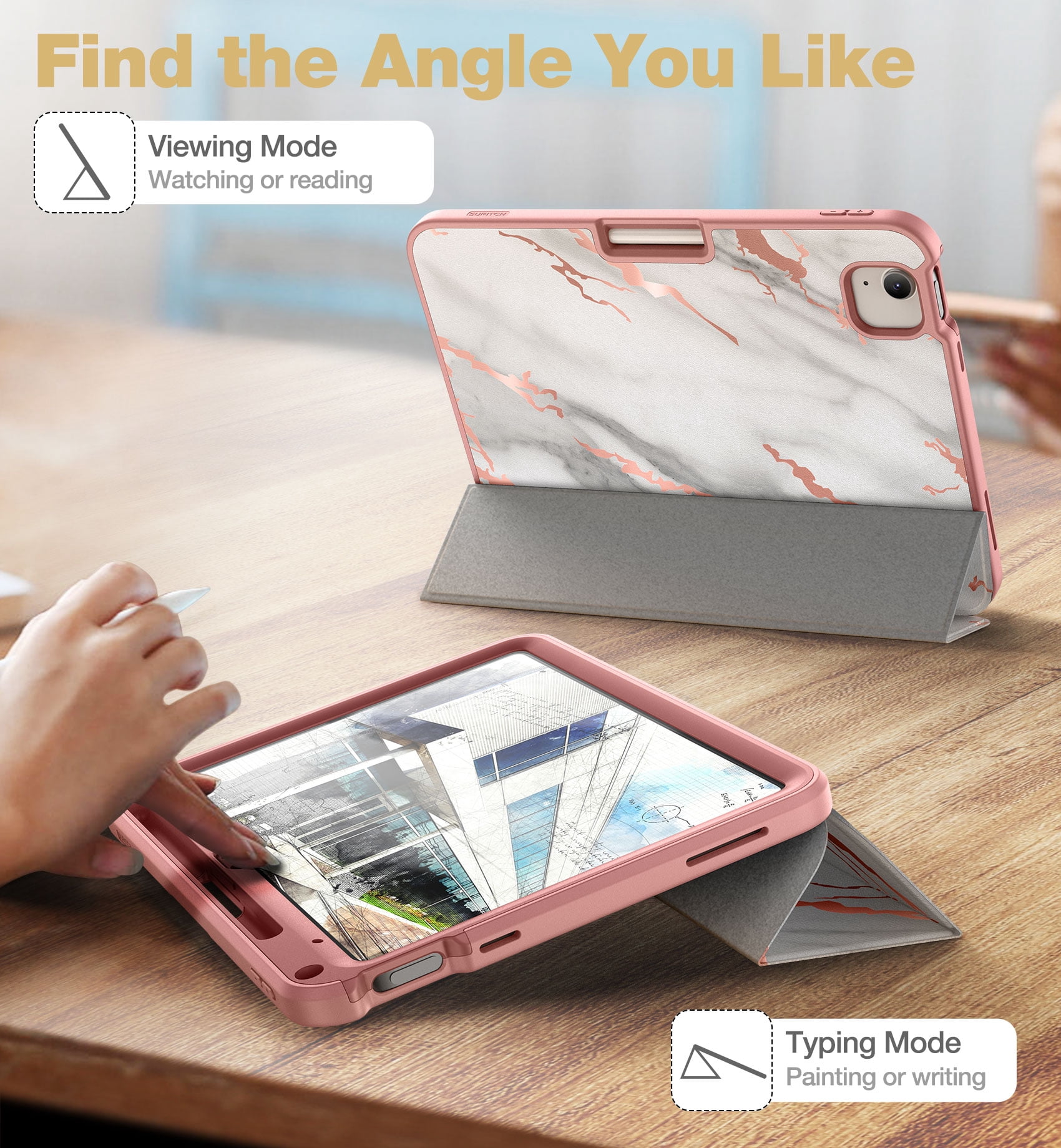 Suritch Case for iPad A16 11th Gen 11 inch 2025 / iPad 10th Gen 10.9 inch with Screen Protector and Pencil Holder Tri-fold Stand Auto Wake/Sleep