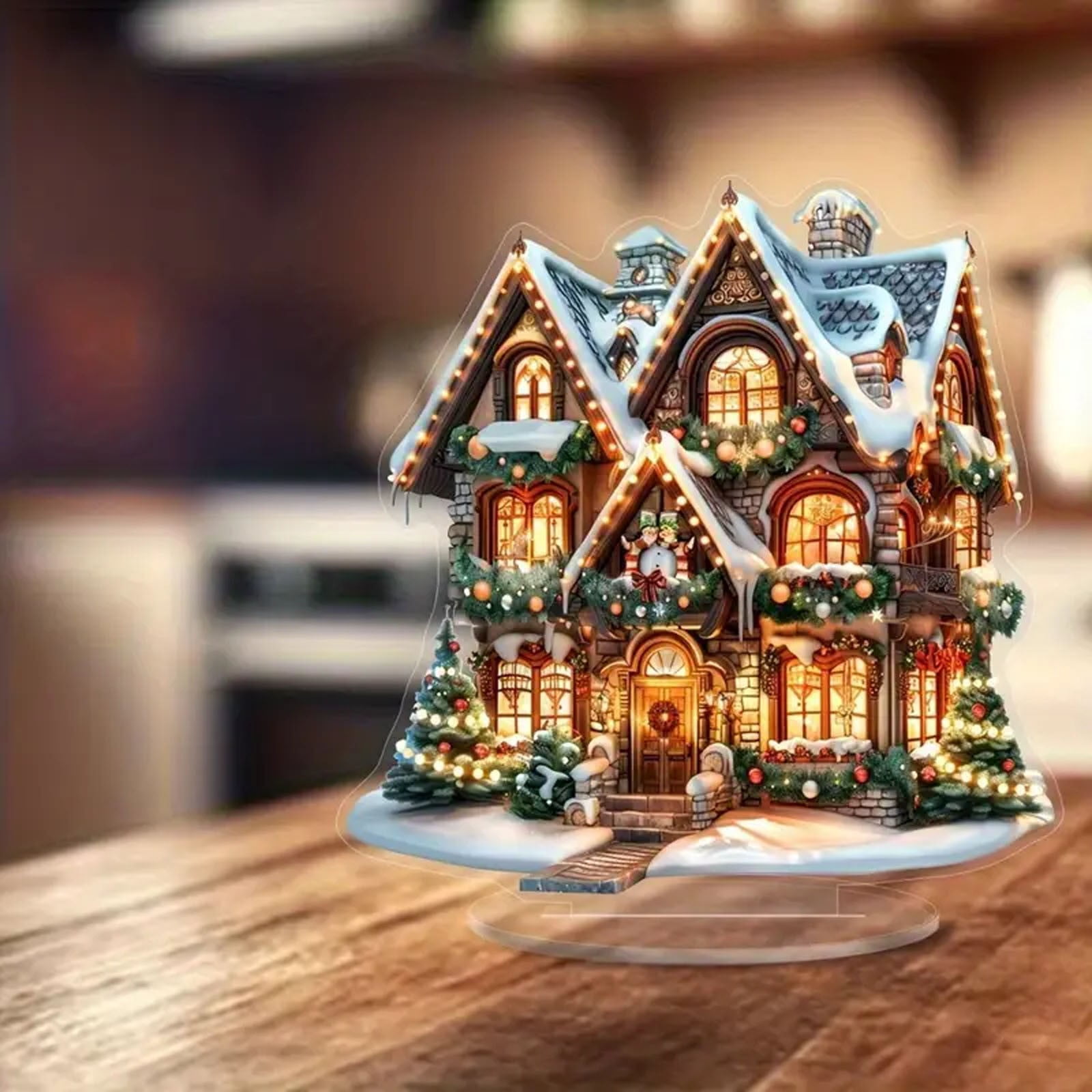 Acrylic Christmas Ferris Wheel Tabletop Ornament - Traditional Village Scene Decoration, 17x20cm 2D Figurine