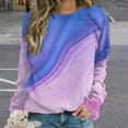 thumbnail image 2 of Colorful Marble Pattern Women's Floral Printed Sweatshirt Long Sleeve Crewneck Casual Loose Vintage Graphic Pullover Tops, 2 of 7