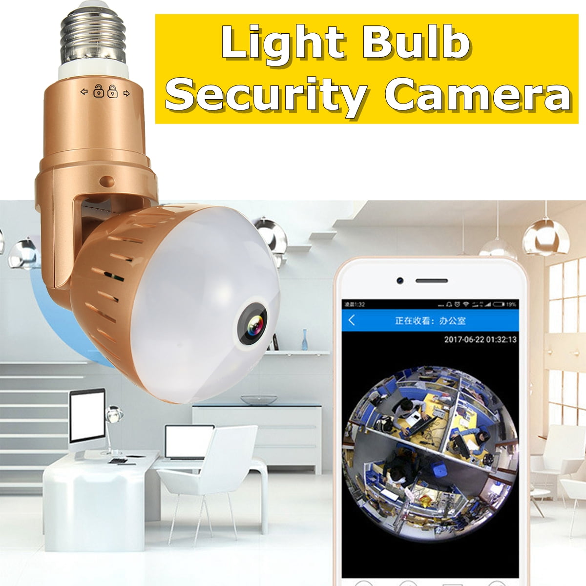 Light Bulb Security Camera IP Wireless WiFi Camera 360 Degree Panoramic