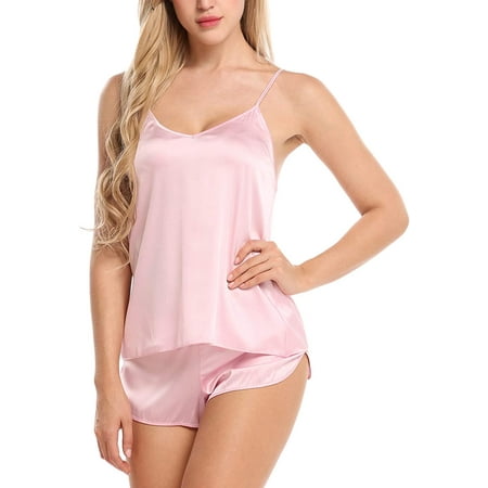 

Sleepwear Womens Sexy Lingerie Satin Pajamas Cami Shorts Set Nightwear