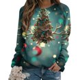 thumbnail image 5 of Qiopertar Mode Femmes Imprimé Col Rond Pull Tops Manches Longues Blouse Confortable Chandail en Molleton Offres de la Semaine Liquidation Moins de 5$ jusqu'à 90 % de Réduction, 5 of 5