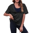thumbnail image 2 of Womens Sexy Deep V Neck T-Shirts Summer Short Sleeve Tops Casual Loose Plus Size Fit Basic Tees Summer Womens Tops Black M, 2 of 6