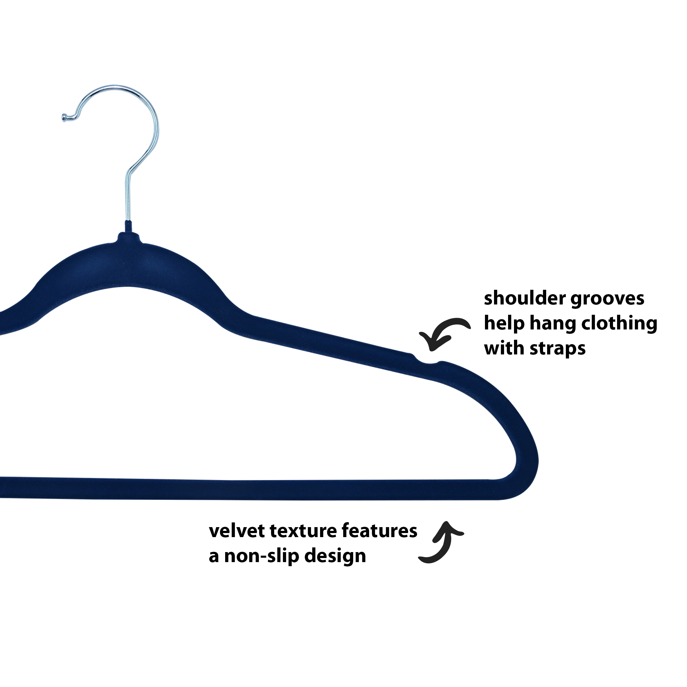 ClosetSelect Velvet Hangers, Navy Blue 50 Count