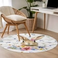 thumbnail image 4 of Round Rug 3.3Ft Washable Non-Slip, Bunny Easter Circle Area Rugs for Living Room Bedroom, Spring Floral Pastoral Wooden Indoor Floor Mats Carpet Runner for Home Decor Aesthetic, 4 of 8