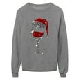 thumbnail image 2 of Innerwin Pullover Crew Neck Ladies Christmas Sweatshirt Daily Wear Long Sleeve Loose Fit Tops Grey XS, 2 of 3