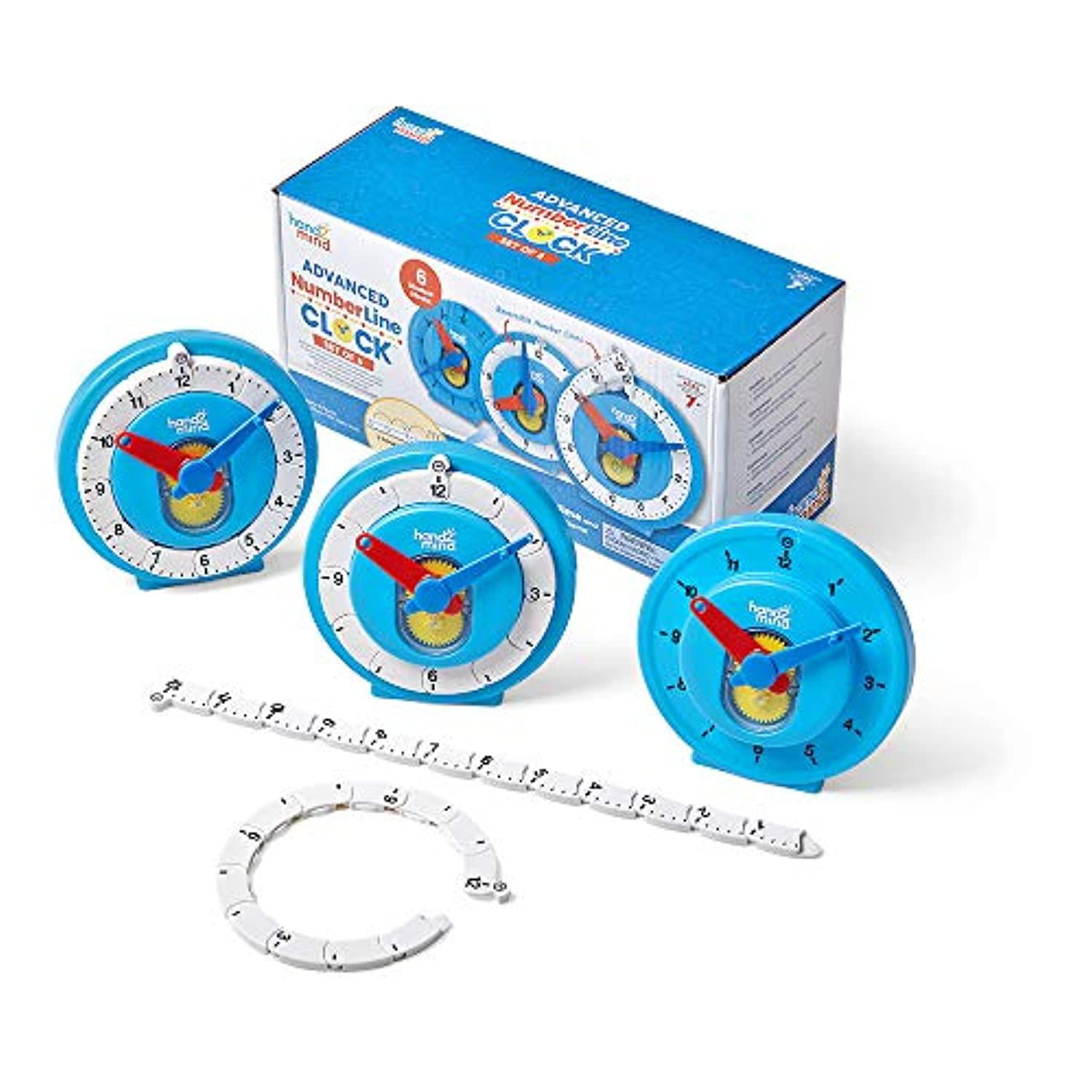 hand2mind advanced numberline clock for kids learning to tell time, math manipulatives for