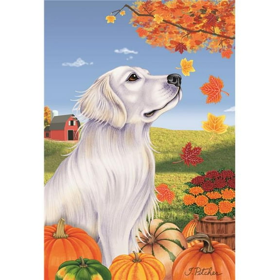 Best of Breed TP672161 Golden Retriever White Autumn Leaves Garden Flag
