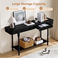 thumbnail image 2 of Wirrytor Long Console Table with Drawers for Living Room, Narrow Fluted Sofa Table with Open Storage Shelf, Couch Table Behind Sofa, Entryway table, Hallway Table ,Black, 2 of 7