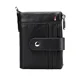 thumbnail image 1 of Cartera para hombre con bloqueo de piel auténtica suave con cadena, doble cremallera, carteras de cuero para hombre con bolsillo para monedas, carteras pequeñas para hombre, tarjetero (café), 1 of 3