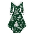 thumbnail image 4 of Dresses for Women Christmas Print V Neck Fringed Long Sleeved Fashion Casual Dress, 4 of 5