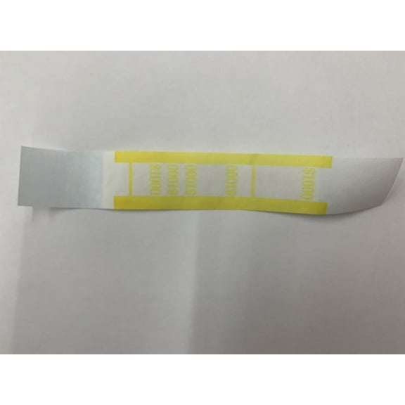 Currency Straps - Self Sealing Money Bands, $1000-Yellow, 100 pack, by NF String