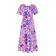thumbnail image 5 of gljltg Women's Casual Flower Print Tiered Maxi Dress with Pockets, Polyester Spandex Lightweight Breathable Summer Winter, Beach Travel Work Party Outfit, Easy Care Washable, 5 of 6