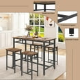 thumbnail image 3 of Counter Height Dining Table Set for 4, Metal Rectangle Bistro Pub Set with MDF Top, Rustic Brown Kitchen Bar Table Set, 5-Piece High Top Breakfast Table & Stools for Apartment Home, 3 of 9