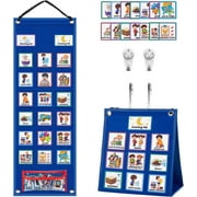 Kids Visual Schedule Calendar Chart, 2 in 1 Autism Daily Chore Routine Chart With 70 Cards Autism Learning Materials,Kids Visual Behavioral Tool Wall Planner for Home School