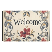 Floral Edging Beige Floor Door Mat Outdoor Indoor for Home Entrance Welcome Mats 32"x20"