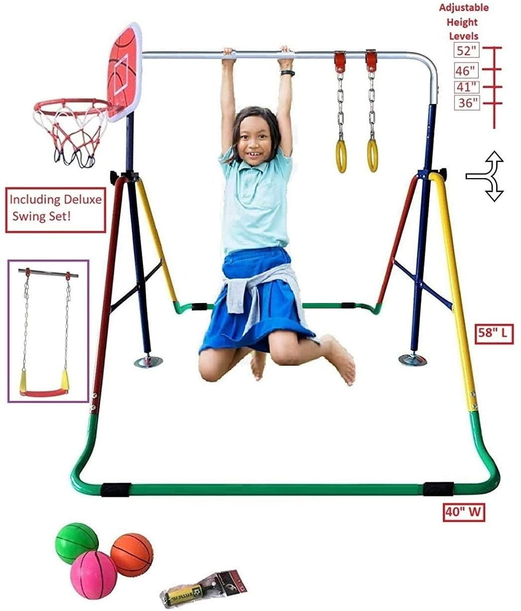 Gymnastics Bar for Kids Height Adjustable Horizontal Kip Bar Folding Gymnastics Junior Training Bar for Home Using 