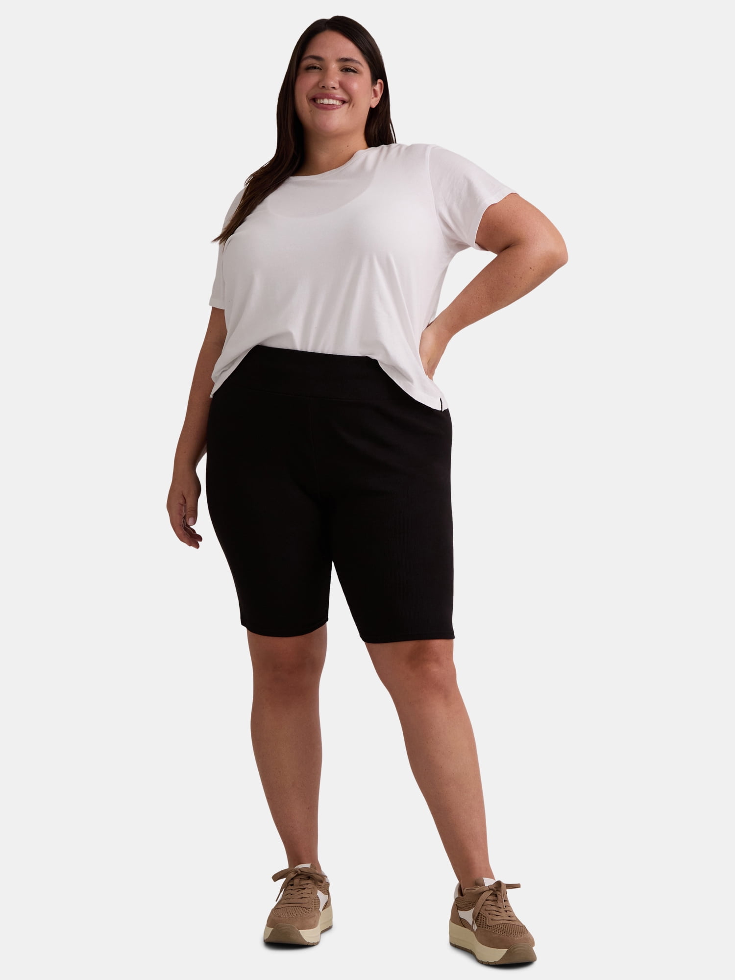 Terra & Sky Women’s Plus Size Bike Shorts, 10" Inseam, 2-Pack, Sizes 0X-5X