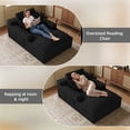 thumbnail image 4 of Rophefx 76" Oversized Chair Chaise Lounge Indoor, Corduroy Cloud Sofa Bed with Cup holder,Sleeper Reading Chair Boneless Couch for Living Room, Bedroom,Black, 4 of 8