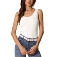 thumbnail image 1 of Chaleco sin mangas para mujer, ligero, con escote redondo, de punto acanalado, camisetas básicas casuales de verano 2025 L blanco, 1 of 5