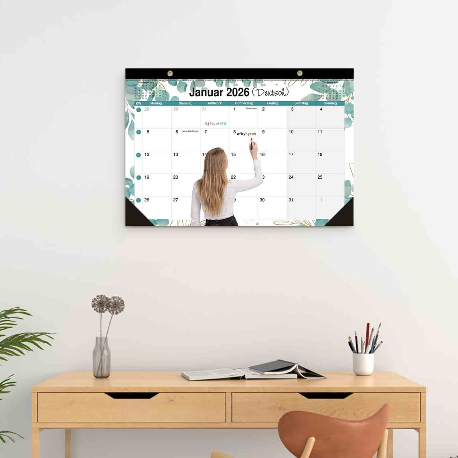 Cadorn 18-Month Wall Calendar Jan 2026 - Jun 2027, Spiral Binding with Hanging Hook, Monthly Weekly Planner for Home Office Organization