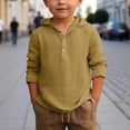 thumbnail image 2 of Gunia Boys Summer Hooded Shirt Long Sleeve Button Down Beach Top Breathable Solid Color Casual Wear For Teen Youth Children 4-17 Years, 2 of 4