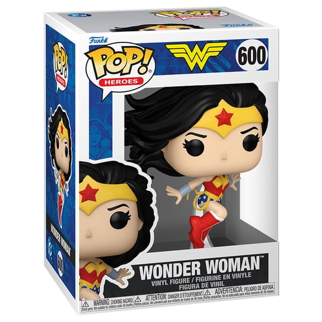 Figura Coleccionable Funko Pop Heroes DC New Classics Wonder Woman 1 Pieza, figura de vinil multicolor de 10 cm que representa a la heroína clásica de DC Comics con su traje tradicional rojo, azul y dorado, destacando su fuerza, valentía y liderazgo. Ideal para coleccionistas y exhibición junto a otros héroes clásicos.