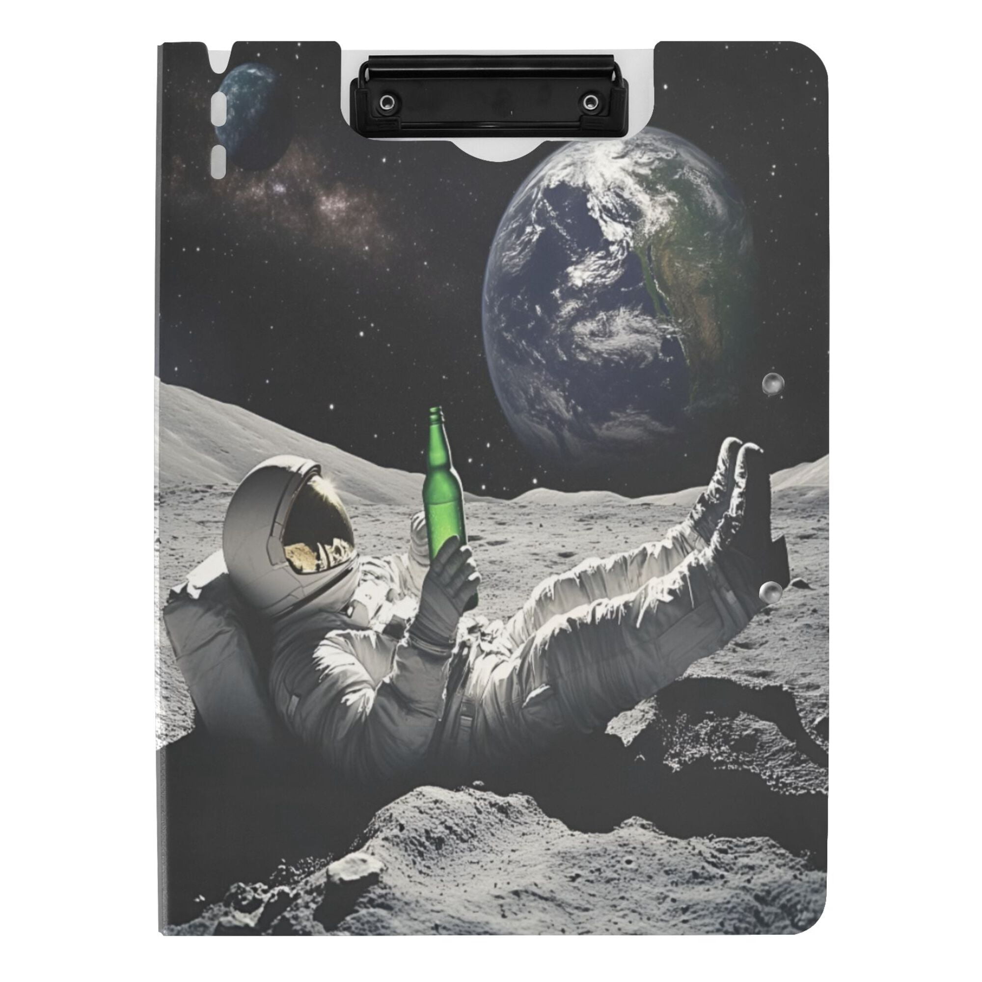 FORMRS A4 Clipboard Folder with Pen Holder Horizontal Foldable School Office Binder, Space Earth