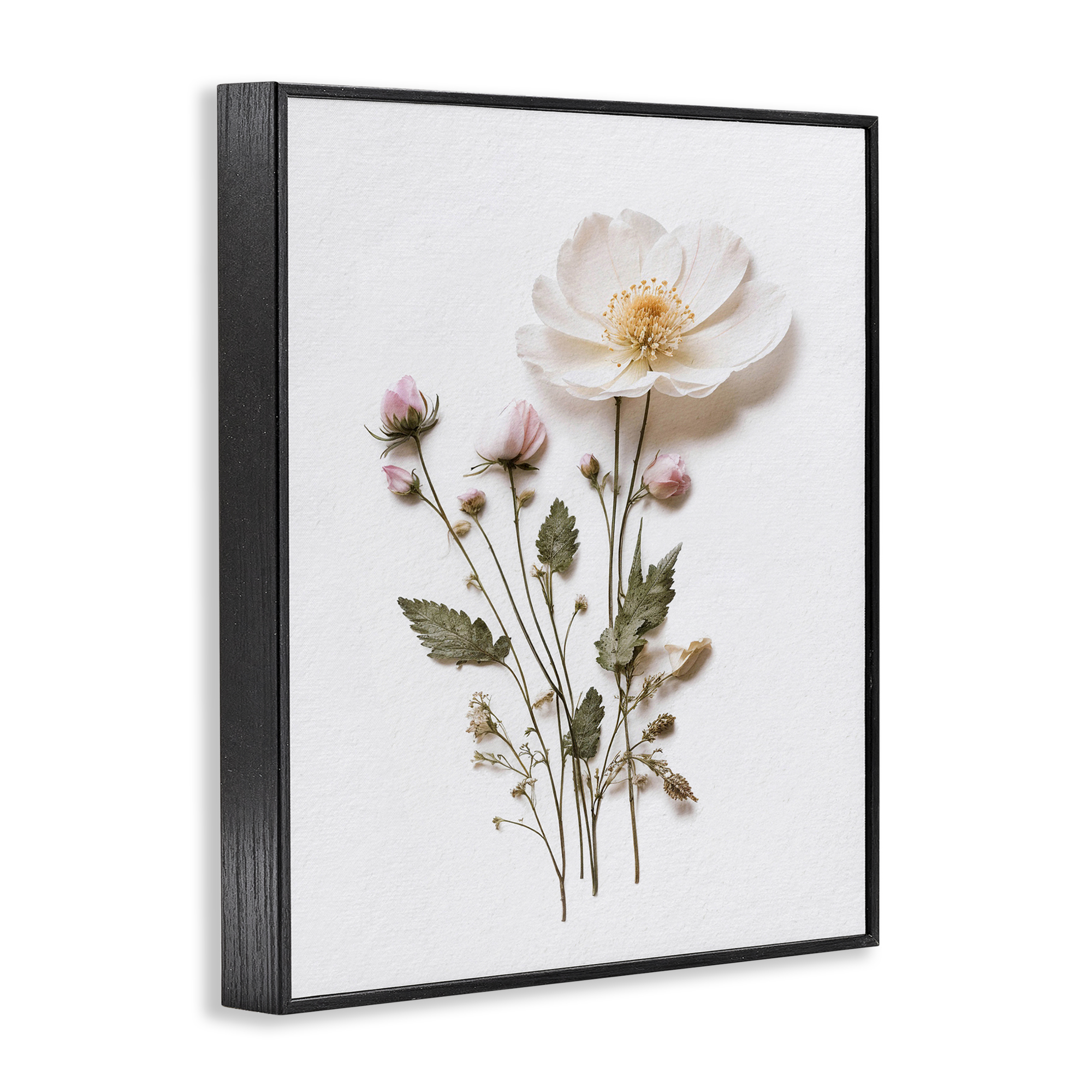 Simple Pressed Flowers Black Framed Giclee Art, design by Lettered and Lined