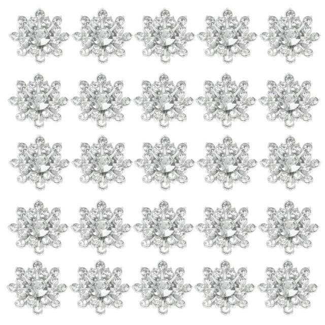 Milisten 30pcs Delicate Snowflake Rhinestone Buttons DIY Sewing Buttons Clothing Rhinestone Button Decors