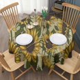 thumbnail image 3 of Yellow Green Leaf Sunflower Pattern Round Tablecloth 60"x60",Wrinkle Wipeable Table Cloth for Kitchen Dining Room Picnic Patio Party, 3 of 6