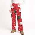 thumbnail image 5 of Women's Soft Comfortable Plush Casual Pyjama Bottoms with Christmas Snowflake and Tree Print, Home Sleep Pants for Winter Wear, Cozy Lounge Pants and Indoor Use, Vermilion, S, 5 of 5