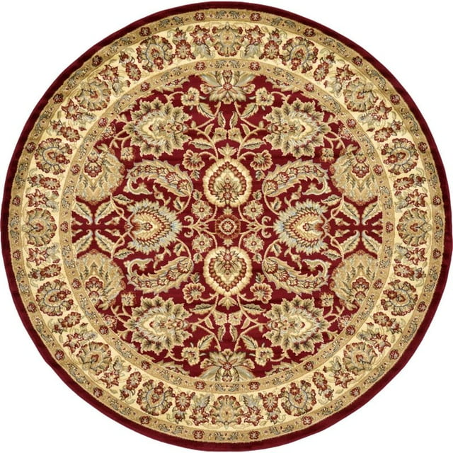 Unique Loom Tapis de Bordure Complexe Voyage 8' x 8' Rond Rouge/tan