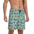 thumbnail image 2 of Balery Dachshund Dog Puppy Pantalones cortos de pijama de punto de algodón para hombre con cinturilla y bolsillos-Small, 2 of 6