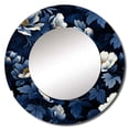 thumbnail image 2 of Designart "Midnight Floral Tapestry I" Floral Round Mirror Wall Decor Cottage - Large Blue Round Bathroom Mirror - Round Mirror - 29" x 29", 2 of 6