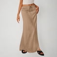 thumbnail image 2 of VBTAPA Women's Summer Linen Maxi Skirt Drawstring Low Waist A Line Casual Skirts Flared Long Skirt Khaki S, 2 of 8