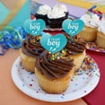 thumbnail image 4 of Team Boy Baby Blue Footprints Heart Love Cupcake Picks Toppers Decoration Set of 6, 4 of 6