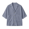 thumbnail image 4 of Avirosel Men's Cuban Camp Collar Shirt Short Sleeve Casual Summer Button Down Gauze Shirt with Pockets Breathable Relaxed Fit Vacation Top Gray, 4 of 8