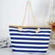 thumbnail image 4 of pstuiky Bolso de playa para mujer con estampado de hojas azules grande de lona para viaje con cierre de cremallera para verano, 4 of 6