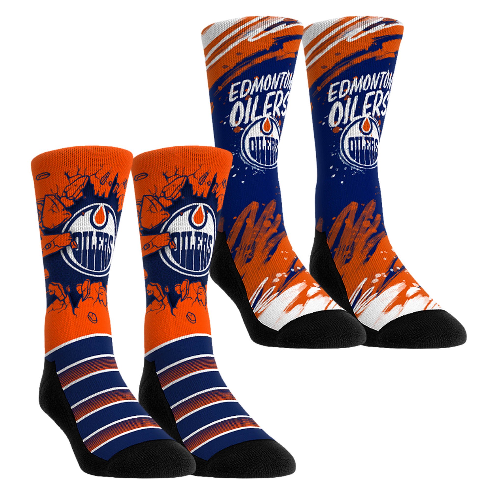 Unisex-Rock Em Socks Edmonton Oilers Ice Breaker Two-Pack Crew Socks Set