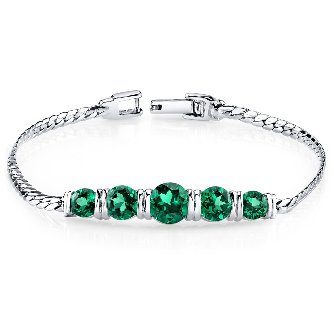 Oravo - 3.5 ct Round Simulated Emerald Tennis Bracelet in Sterling