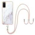 thumbnail image 2 of Galaxy S20 Case, Allytech Luxury Marble Pattern Rubber Flexible TPU Drop Protection Anti-scratch Lanyard Back Cover for Girls Women Case for Samsung Galaxy S20, White, 2 of 4