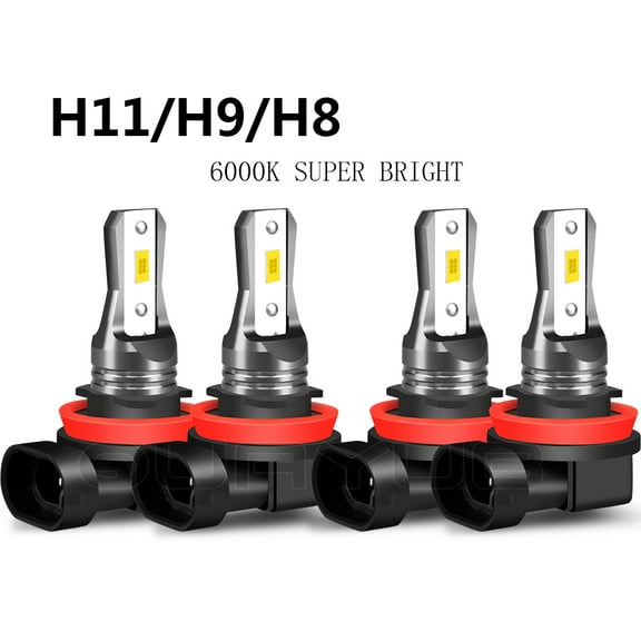 Quayub Combo H11 H9 LED Headlight Bulb Low Beam and High Beam Light 6000K 4pcs