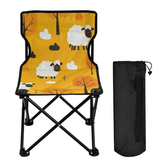 WOBOGO Cute Cartoon Sheep Camping Chair Convenient Four Corner Backrest Folding Stool Can Hold Up to 220lbs