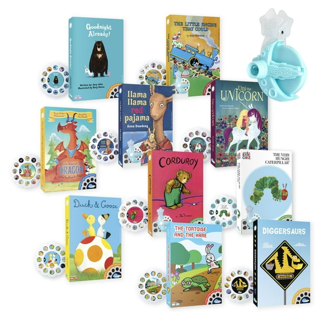 Mini proyector Moonlite Storytime con 10 cuentos clásicos Una manera mágica de leer juntos Libros de cuentos digitales Efectos de sonido divertidos Regalos de aprendizaje para niños de 1 año en adelan
