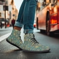 thumbnail image 3 of POLERO Green Gold Bohemian Flower Walking Sneaker for Men Women PU Leather Walking Shoe Athletic Running Cycling Flat Shoes Travel Training Business Walking Hiking Sneakers, 3 of 7