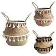 thumbnail image 3 of Joernso Handmade Tassel Faux Seagrass Sundries Storage Basket Household Pot Container, 3 of 6