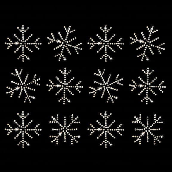 Set of 12 Snowflakes Clear Sparkly Bling for Cheer Dance Frozen Snow Iron-On Rhinestone Crystals Heat Transfer by JCS Rhinestones