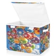thumbnail image 2 of 16.5x12.6x11.8in Foldable Flip-Top Storage Bin, Dustproof Magic Tape Closure, Ideal for Home & Toy Organization，Colorful Balloons, 2 of 7