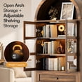 thumbnail image 6 of Cottinch 71" Arch Storage Cabinet with 4 Doors & Adjustable Shelves,Drawer,Wooden Bookshelf Cabinet,LED Lighted Display Cabinet,Walnut, 6 of 10